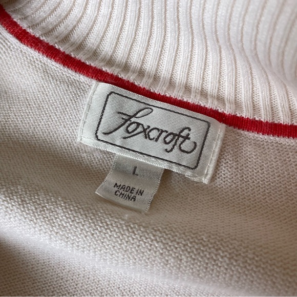 Foxcroft Women’s 100% Supima Cotton Quarter Zip Sweater Cream Size L - Picture 8 of 12